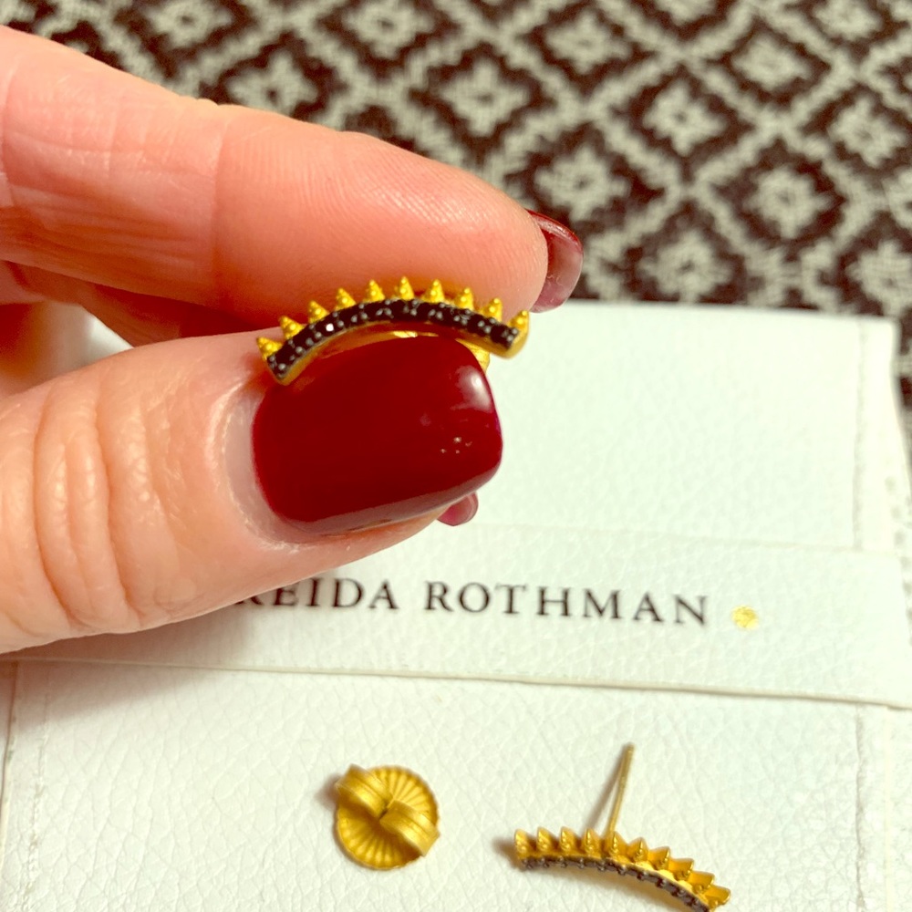 Freida Rothman Black Stone Climber Earrings